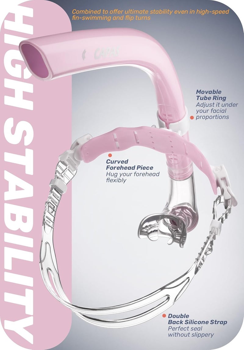 Capas Training Swim Snorkel for Lap Swimming, Swivel Headband Ultimate Fit Center-Mount Swimmers Snorkel with Liquid Silicone Mouthpiece Adjustable Strap, Designed for Adult Men Women - Image 4